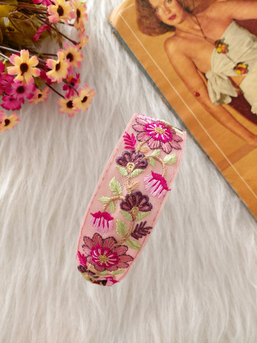 تل نشکن ماه سر مدل سوزندوزی طرح گل بهار صورتی